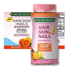 Nature's Bounty Hair Skin and Nails With Collagen and Biotin;  Gummies;  90 Count