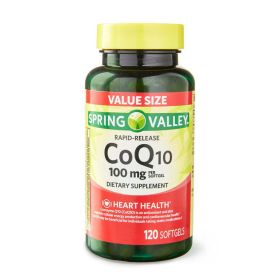 Spring Valley Rapid-Release CoQ10, 100 mg Softgels, 120 Count