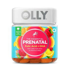 OLLY Prenatal Multivitamin Gummy for Women, Folic Acid, Vitamin D, Omega 3 DHA, 60 Count