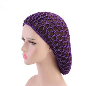 Ladies Hand Crocheted Drooping Hair Net, Hair Care Long Net Bag, Mesh Night Cap (Color: Purple)