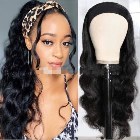 Women's New Ice Silk Hair With Head Cover Long Curly Wig (Option: Black-22inch)