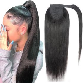 Natural Black Velcro Ponytail Straight Hair Wig (Option: Black-10inch)