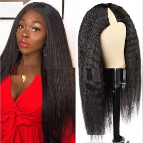 Lace Free Mechanism Yaki Straight Pure Human Wig (Option: 1bColor-16inch)