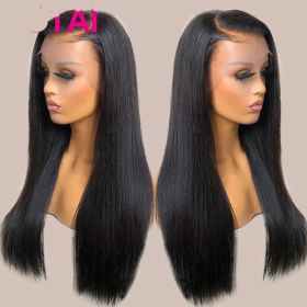 Real Human Hair Lace Wig Set Straight Hair Black Medium Length (Option: 12A4x4 Wig150-22inch)