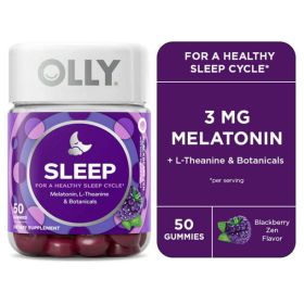 OLLY Sleep Gummy Supplement, 3mg Melatonin, L Theanine, Chamomile, Blackberry, 50 Count (Brand: OLLY)